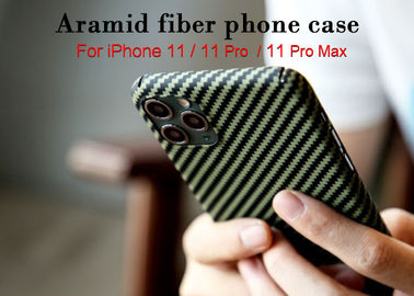 Случай телефона волокна углерода случая Aramid iPhone 11 желтого и черного Twill штейновый