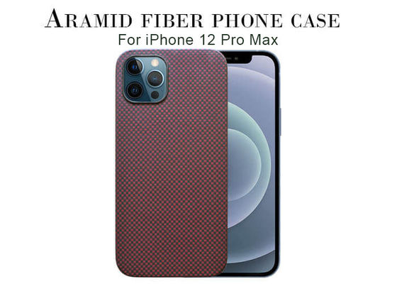 Полностью защитная красная равнина соткет случай углерода случая телефона Aramid iPhone 12